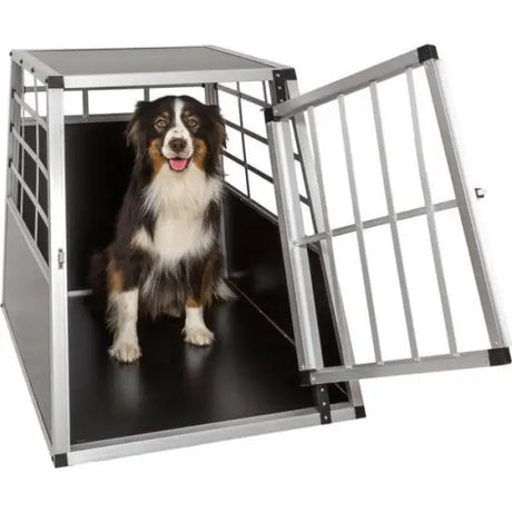 Aluminium Hundetransportbox - MDF - Schwarz - 69 x 54 x 50cm - Mypuppystore ➤ wir machen Ihren Hund glücklich!#