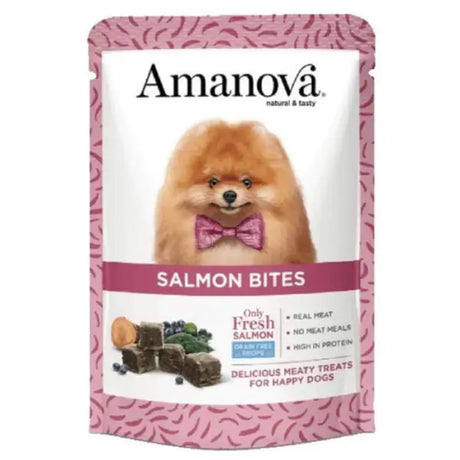 Amanova Bites – Lachs – 100 % natürliche Hundesnacks - Mypuppystore ➤ wir machen Ihren Hund glücklich!#