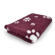 Vetbed | Hundedecke bordeaux mit weißen Pfoten - Anti - Rutsch - Mypuppystore #