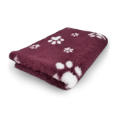 Vetbed | Hundedecke bordeaux mit weißen Pfoten - Anti - Rutsch - Mypuppystore #