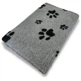 Vetbed | Hundedecke grau mit schwarzen Pfoten - Anti - Rutsch - Mypuppystore #