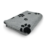 Vetbed | Hundedecke grau mit schwarzen Pfoten - Anti - Rutsch - Mypuppystore #