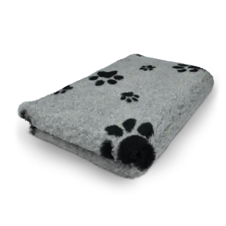 Vetbed | Hundedecke grau mit schwarzen Pfoten - Anti - Rutsch - Mypuppystore #