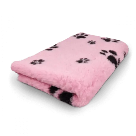 Vetbed | Hundedecke rosa mit schwarzen Pfoten - Anti - Rutsch - Mypuppystore #