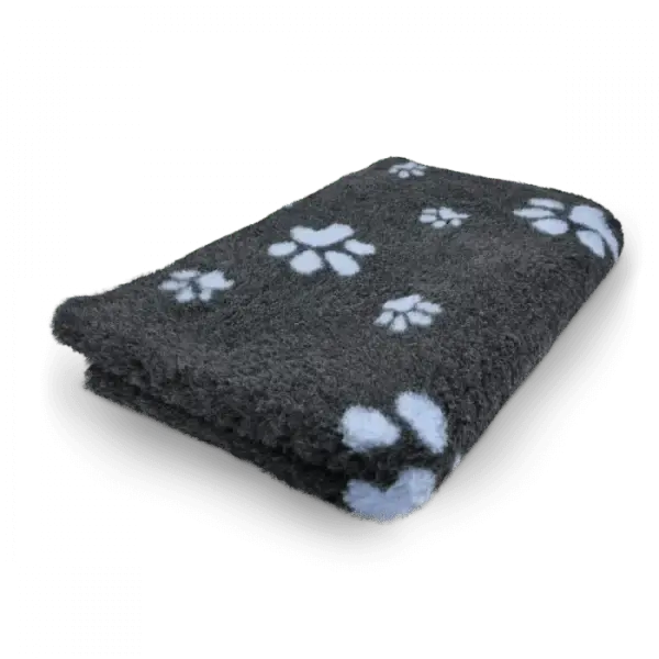 Vetbed | Hundedecke schwarz mit blauen Pfoten - Anti - Rutsch - Mypuppystore #