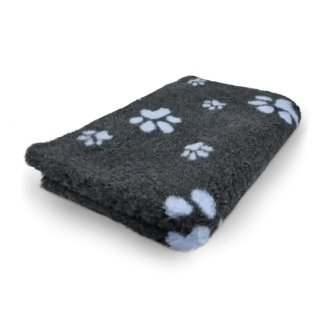 Vetbed | Hundedecke schwarz mit blauen Pfoten - Anti - Rutsch - Mypuppystore #