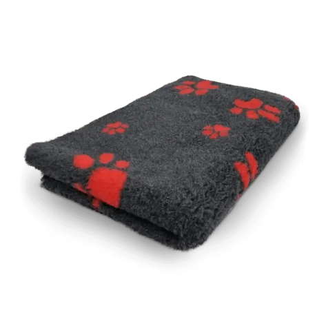 Vetbed | Hundedecke schwarz mit roten Pfoten - Anti - Rutsch - Mypuppystore #