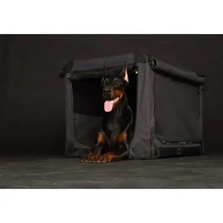 Transportbox faltbar premium Nylon grau - www.mypuppystore.de#Transportbox faltbar